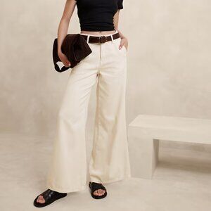 Banana Republic Ultra High-Rise Wide-Leg Trouser Jean - Cream/Ecru - Size 12/31